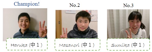 面積クイズ大会 入賞おめでとう